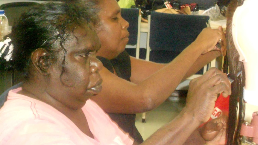 Aboriginal women are training to become hairdressers in Halls Creek. May 2014.