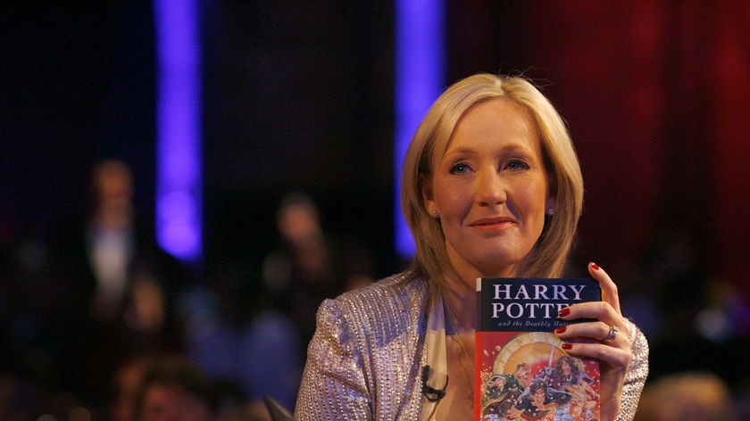 J K Rowling at an overnight signing at the Natural History Museum in London.