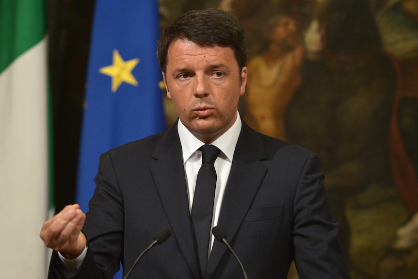 Italian prime minister Mario Renzi speaks about migrant disaster