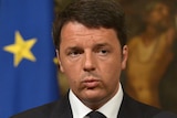 Italian prime minister Mario Renzi speaks about migrant disaster
