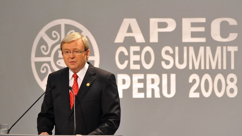 Kevin Rudd has urged APEC leaders to echo the commitments made at the G20 meeting.