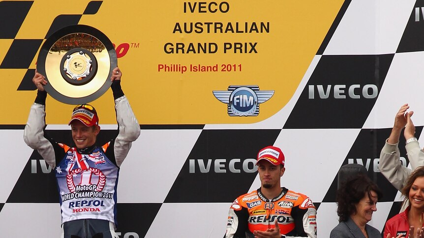 Best birthday ever ... Casey Stoner celebrated his 26th with his second MotoGP title.
