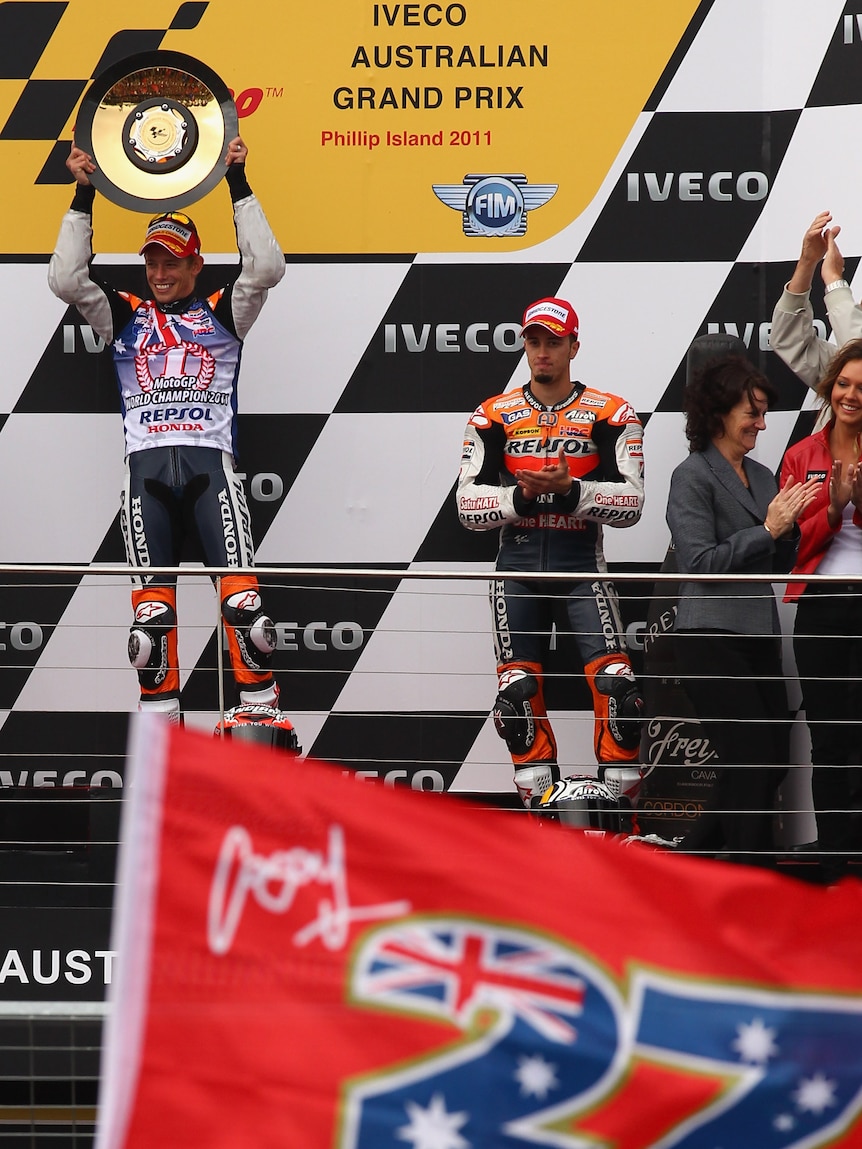 Best birthday ever ... Casey Stoner celebrated his 26th with his second MotoGP title.