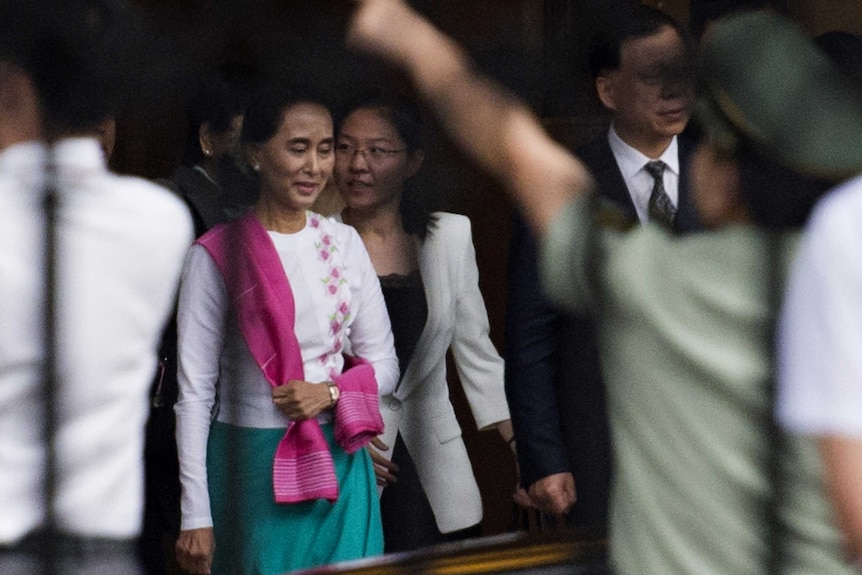 Myanmar pro-democracy leader Aung San Suu Kyi arrives in China