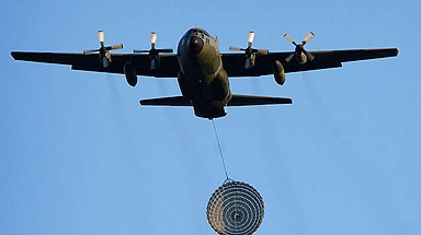 A RAAF C-130 Hercules aircraft deploys stores during exercises. (file photo)