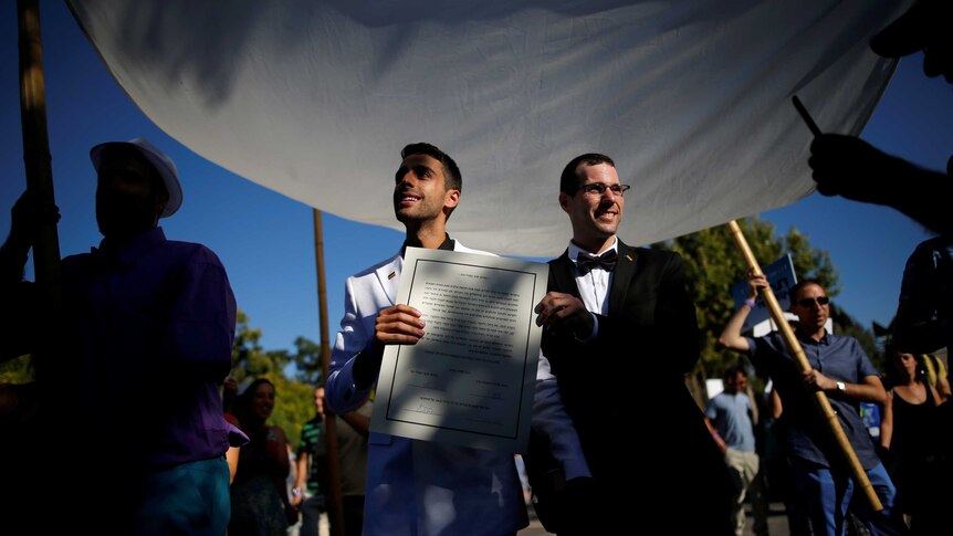 Two men get married at Jerusalem's Gay Pride parade