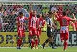 Winning strike ... Josip Tadic celebrates after scoring from the spot