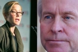 A composite image of Emma Roberts speaking at a lectern and a headshot of Colin Barnett