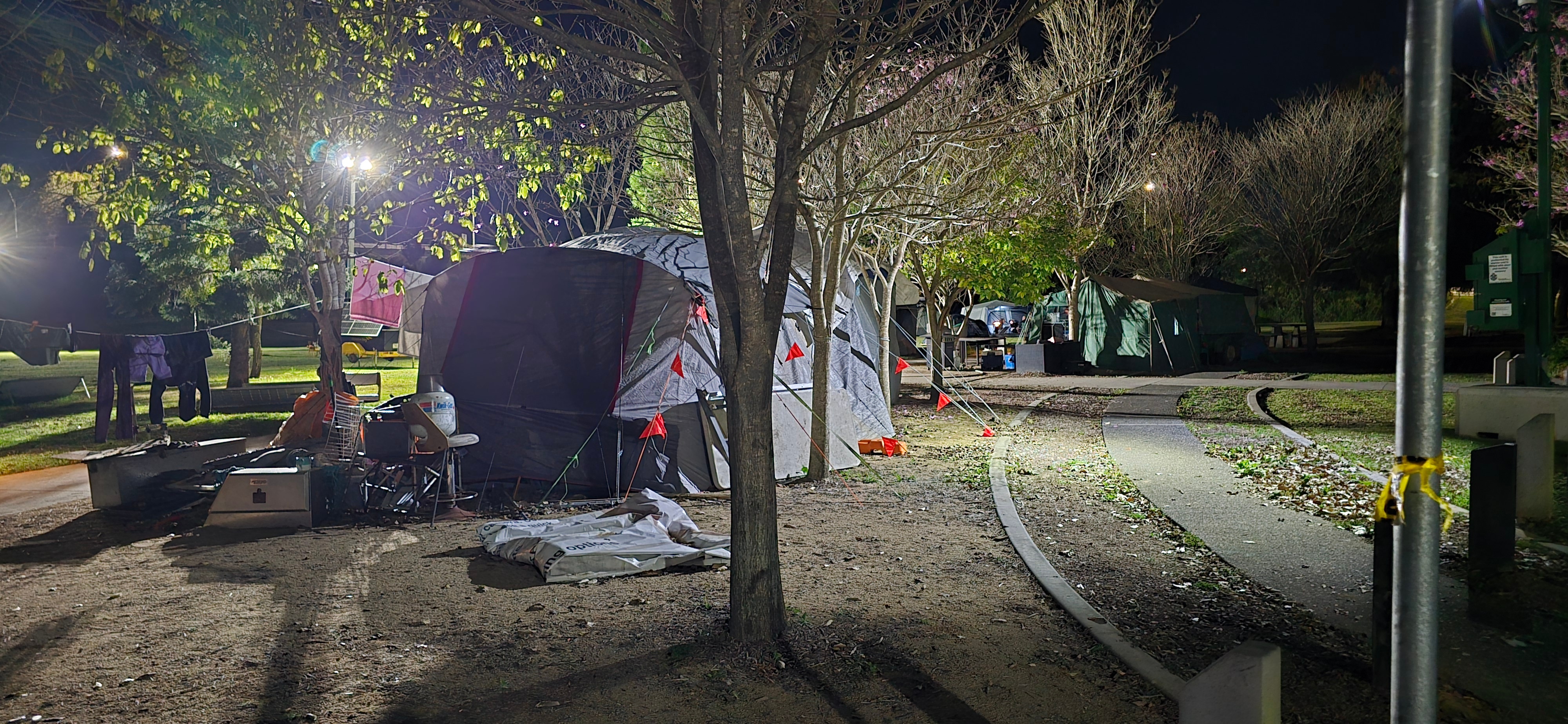 Tents in a park.