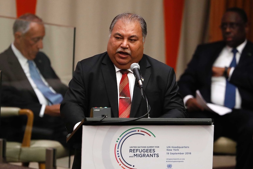 Nauru president Baron Waqa at New York summit