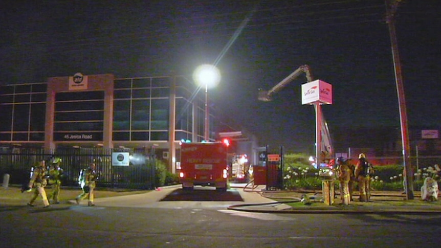 Firefighters attend a blaze in Campbellfield, in Melbourne's north.