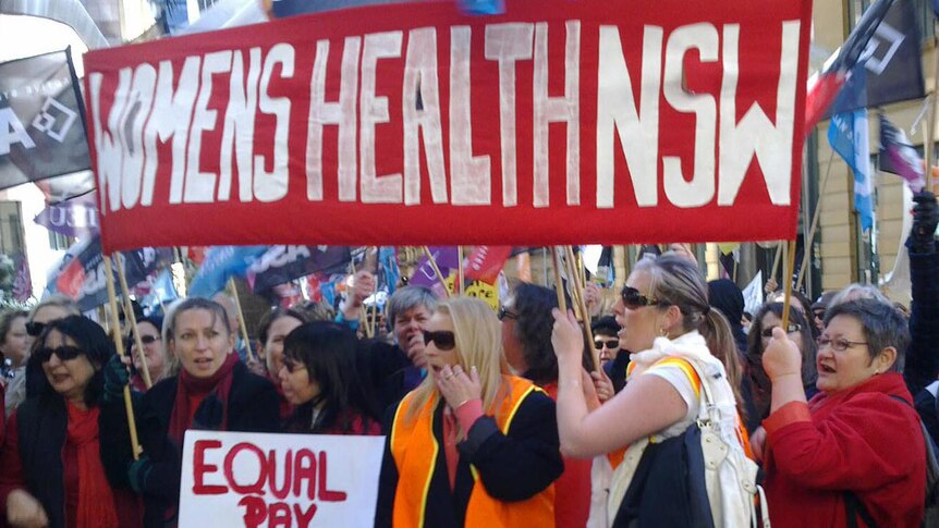 Welfare sector workers at a dancing protest in Sydney