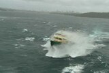 Wild weather: A Sydney ferry takes a beating