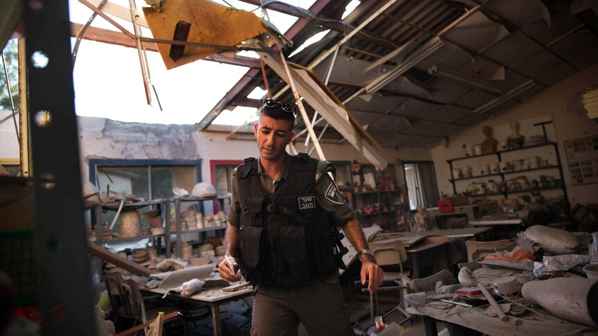 Kibbutz damaged by Gaza rocket