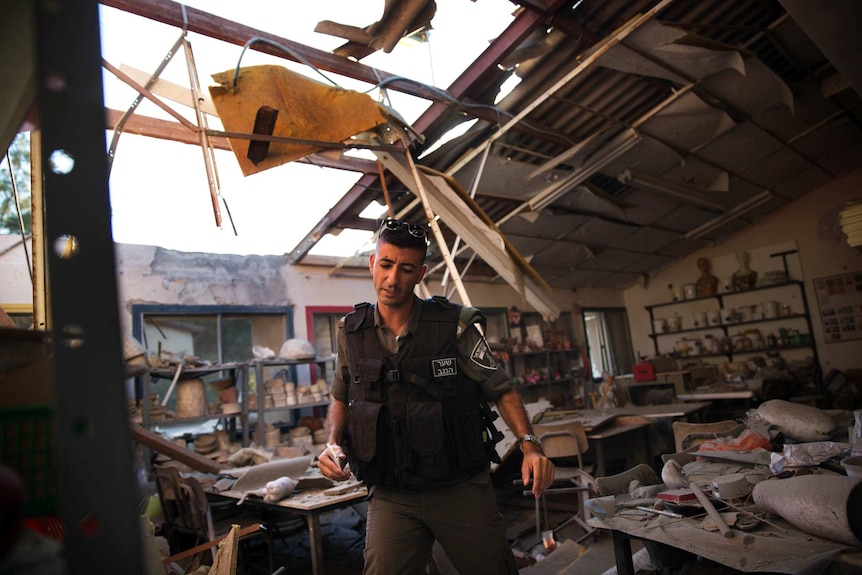 Kibbutz damaged by Gaza rocket