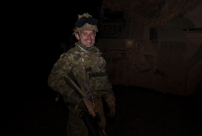 Lance Corporal Damien Gower on patrol during Operation Hamel.