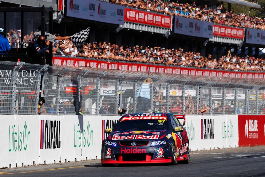 Shane van Gisbergen of Red Bull Holden Racing Team wins the Adelaide 500