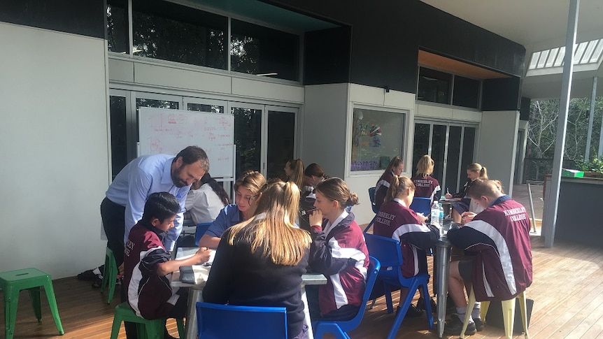 Students at Kimberley College, in Logan, who are boycotting the Naplan test.