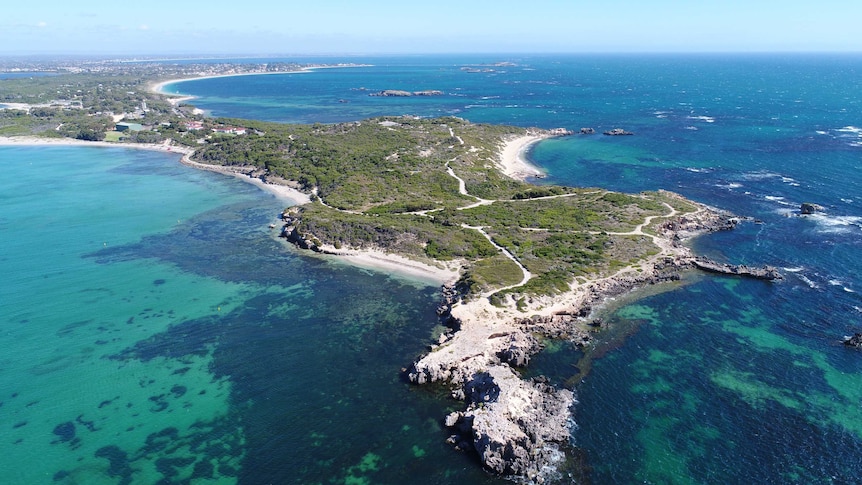 An aerial view of Point Peron, near Rockingham in WA.