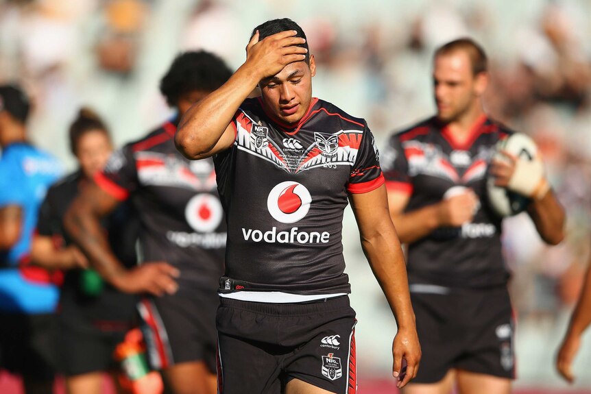 Roger Tuivasa-Sheck grimaces on Warriors debut