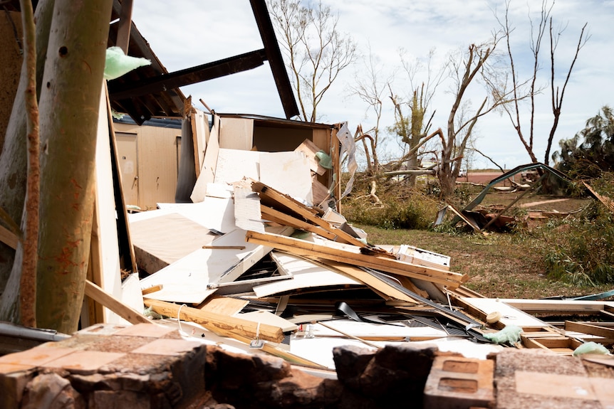 Wreckage of a building at Pardoo after Tropical Cyclone Ilsa.