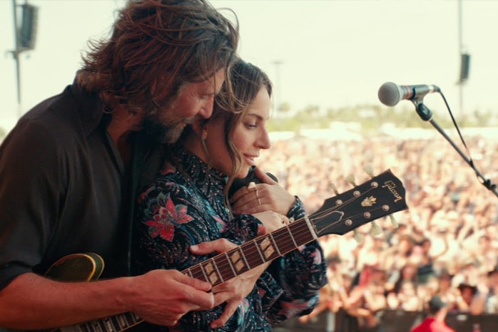 A still from the film A Star is Born showing Lady Gaga and Bradley Cooper