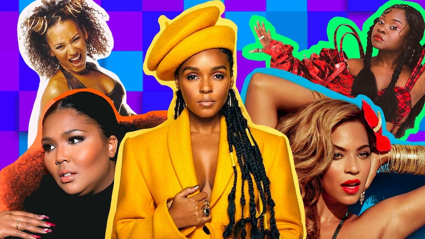 Collage of Beyonce, Lizzo, Mel B, Sampa The Great, Janelle Monae