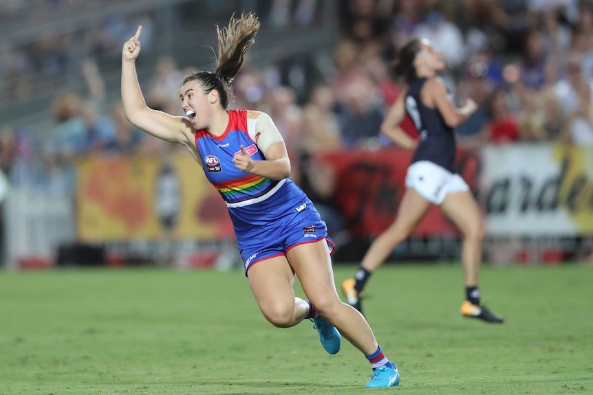 Bonnie Toogood celebrates a goal