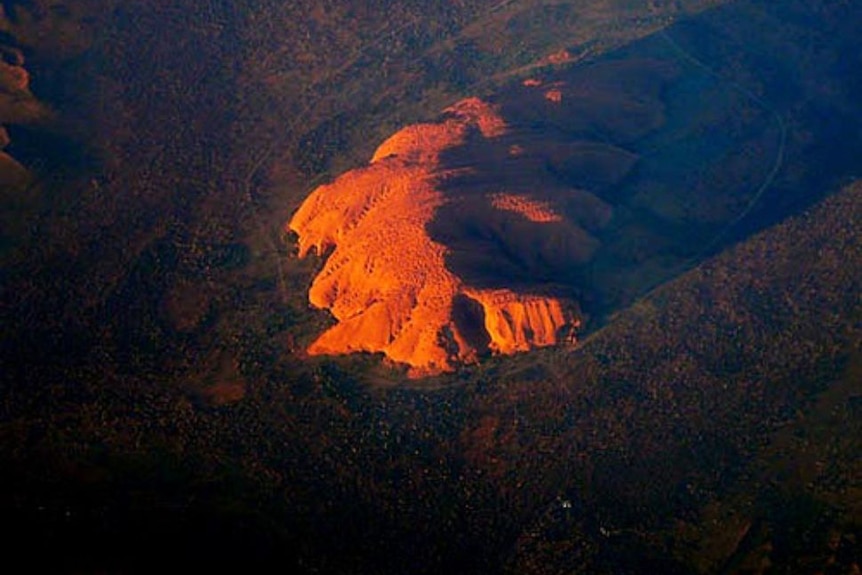 Uluru seen from 30,000 feet up