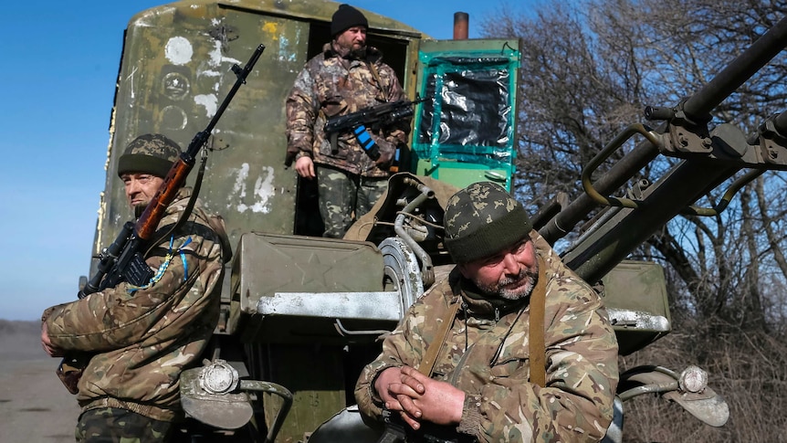 Ukrainian armed forces in eastern Ukraine February 23, 2015