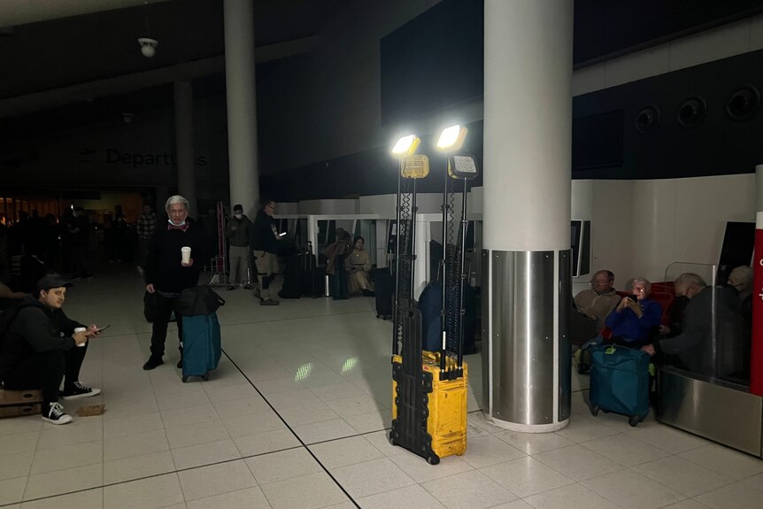 Passengers in the dark at Perth Airport