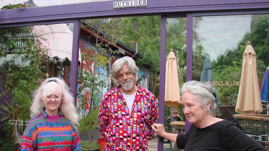 Captains Flat gallery owners Leslie McIntyre, Gunther Deix and Christine Simpson after the floods.