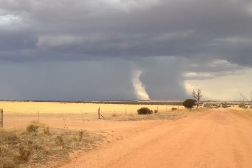 A photo of a possible tornado in the WA Wheatbelt region over the weekend