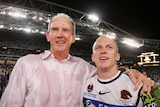 Wayne Bennett and Darren Lockyer celebrate after winning the 2006 NRL Grand Final.