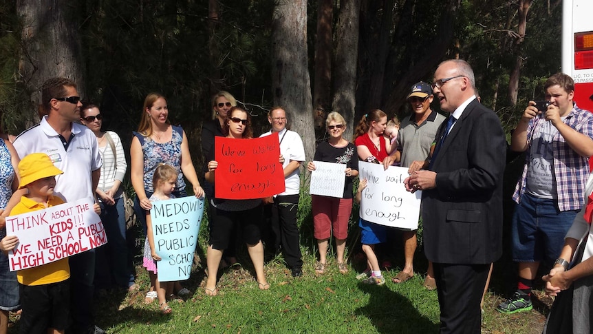 A rally is being held in Medowie today to escalate the campaign for a new school