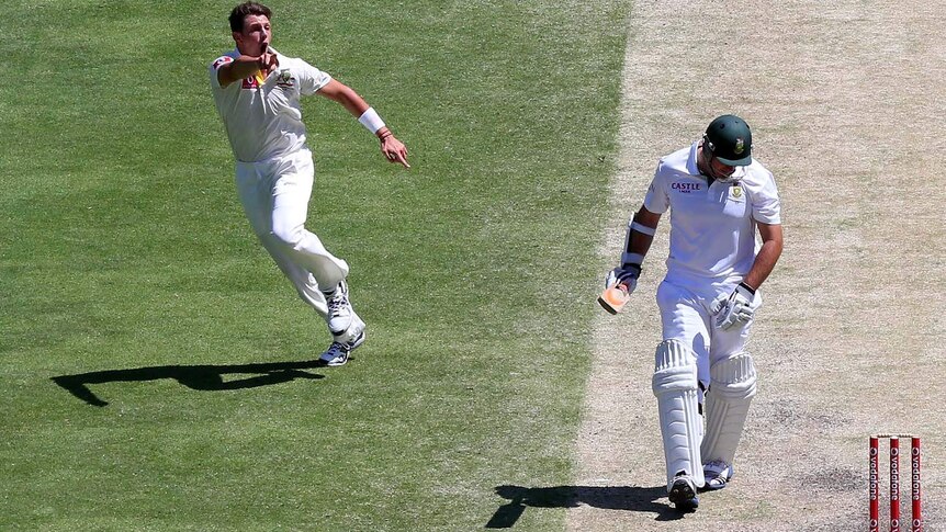 James Pattinson gives Graeme Smith a send-off