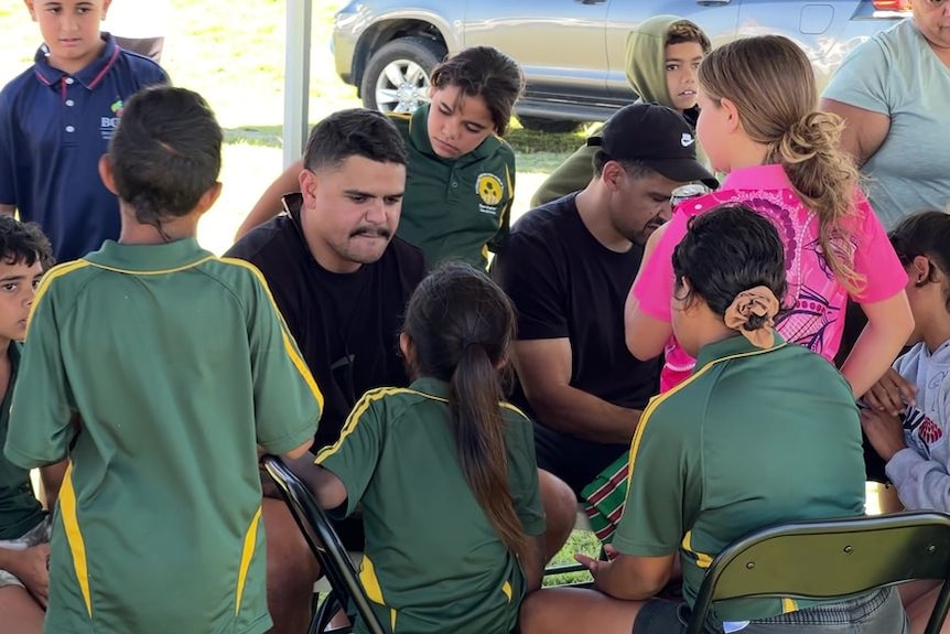 Flood affected Indigenous students meet NRL heroes at community event