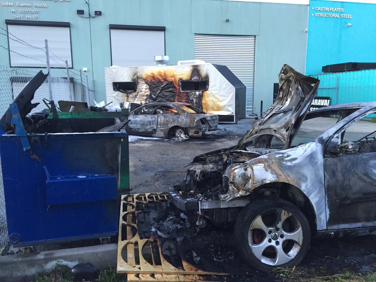 Fire at caravan repair shop at Campbellfield in Melbourne's north