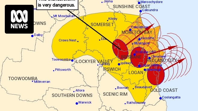 Ready go to ... https://www.abc.net.au/news/2023-12-24/qld-christmas-eve-storm-hits-south-east-qld/103262834 [ 'Very dangerous' storm hits south-east Queensland as Christmas heavy weather begins]