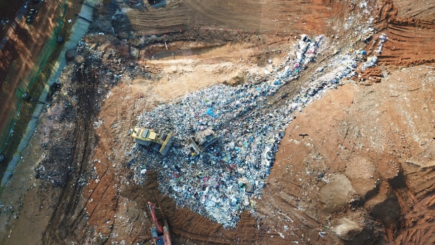 A landfill as seen from above.