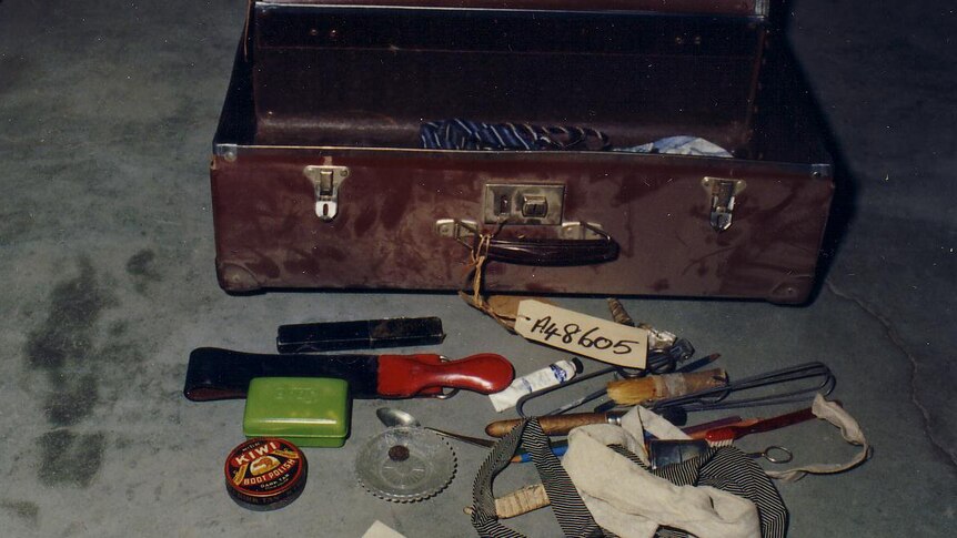 The suitcase and some of its contents believed to belong to the Somerton Man.