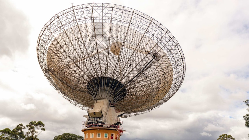 Radio Telescope with clouds. Parkes NSW, Australia