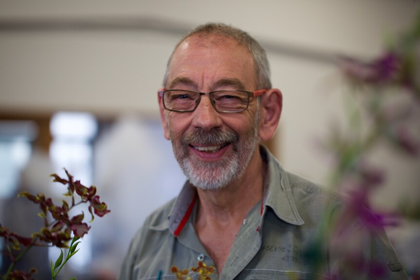 Clive Halls and his orchids