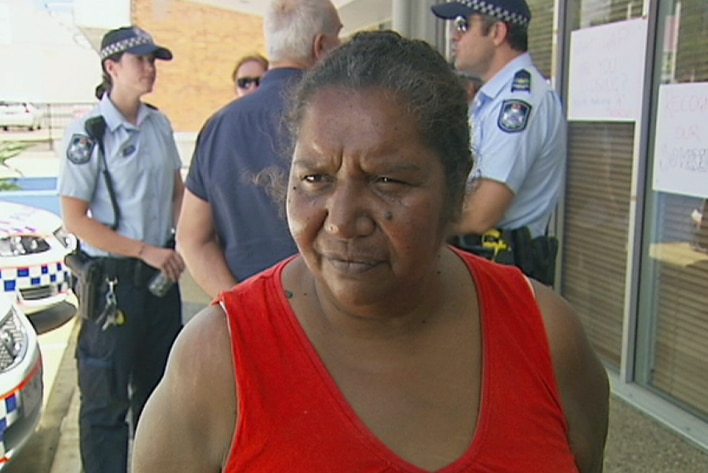 Karen Fusi stands outside former prime minister Kevin Rudd's office in Morningside.