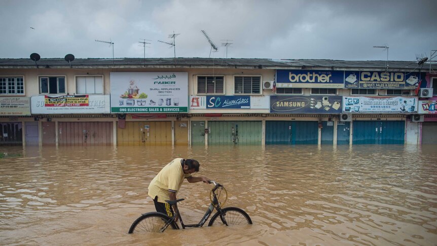 Floodwaters in Kota Bharu, in Malaysia's Kelantan state
