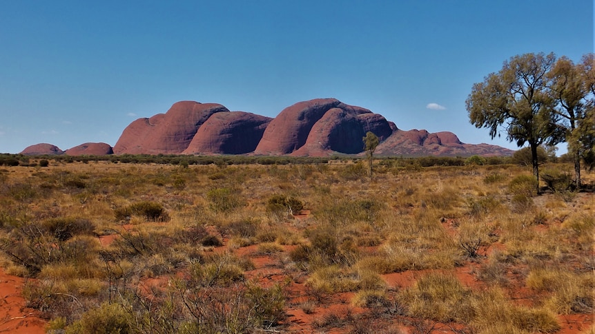 Image of uluru in the day with blue skys