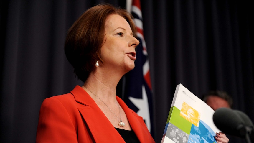 Julia Gillard speaks at the release of an education report by David Gonski