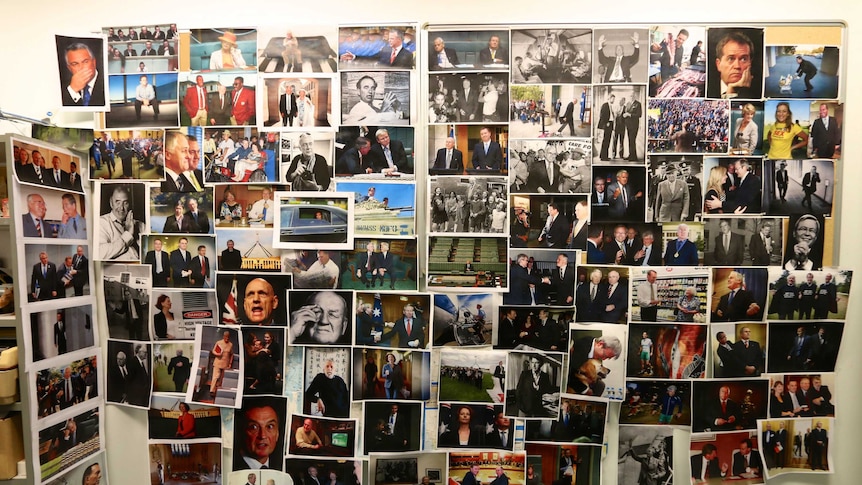 Pictures in the office of News Corp photographer Ray Strange at Parliament House, Canberra