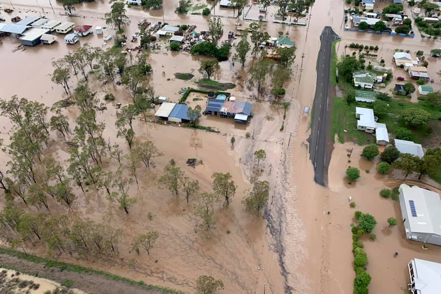 Aerial of the Jandowae floods.