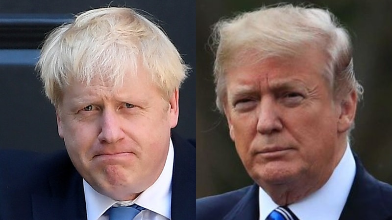 Headshots of Boris Johnson and Donald Trump.